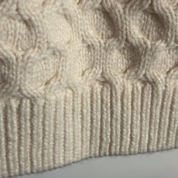 Loft Women Chunky Cable Knit Sweater Wool Blend Pullover Size Med Cream - Picture 6 of 7